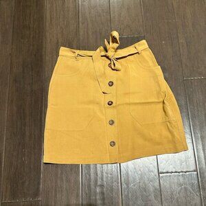Abercrombie & Fitch Button Down Tie Yellow Mini Skirt Size XS